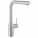 Смеситель для кухни Grohe Essence+ с высоким изливом и выдвижной лейкой, суперсталь (30270DC0)