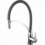 Смеситель для кухни с гибким изливом Frap F4552 хром/серый